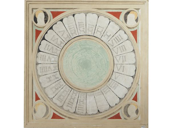 Copista della fine del XX secolo - Clock dial inspired by the fresco of the Florence Cathedral created by Paolo Uccello