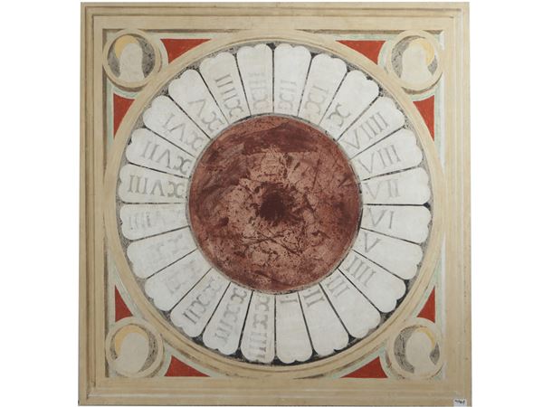 Copista della fine del XX secolo - Clock dial inspired by the fresco of the Florence Cathedral created by Paolo Uccello