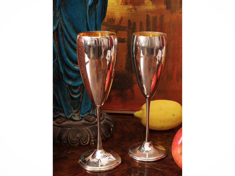 Coppia di calici tête-à-tête in argento