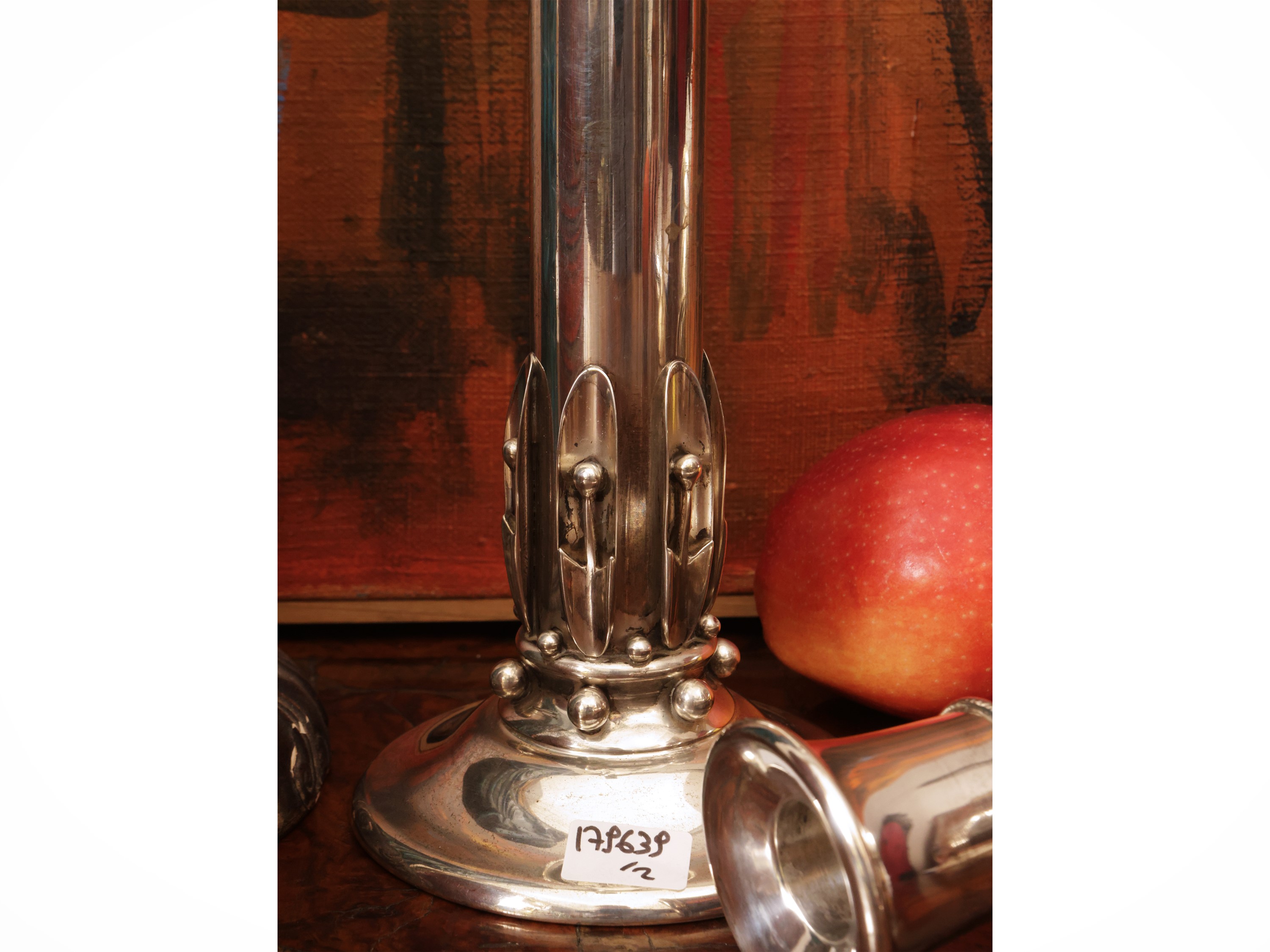 Coppia di candelieri in argento sterling 925