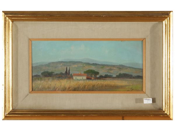 Giovanni Freducci : Paesaggio con veduta di casa  - Asta Arte Moderna e Contemporanea - Maison Bibelot - Casa d'Aste Firenze - Milano