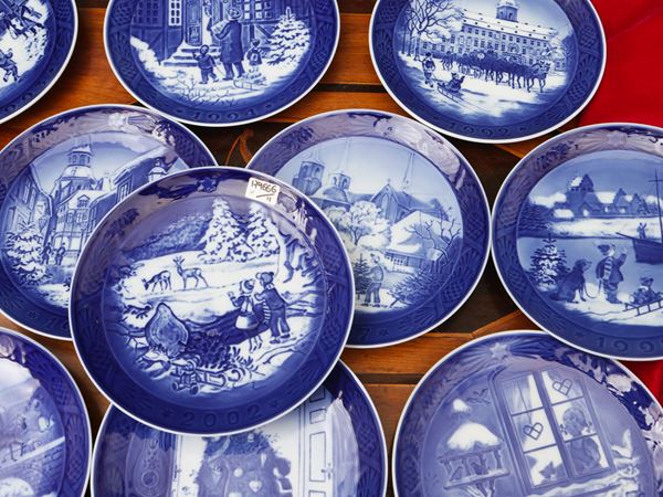 Collezione di undici piatti di Natale in porcellana, Royal Copenhagen