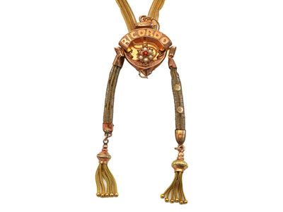 Collana borbonica in oro rosa e giallo a basso titolo con microperle, XIX secolo