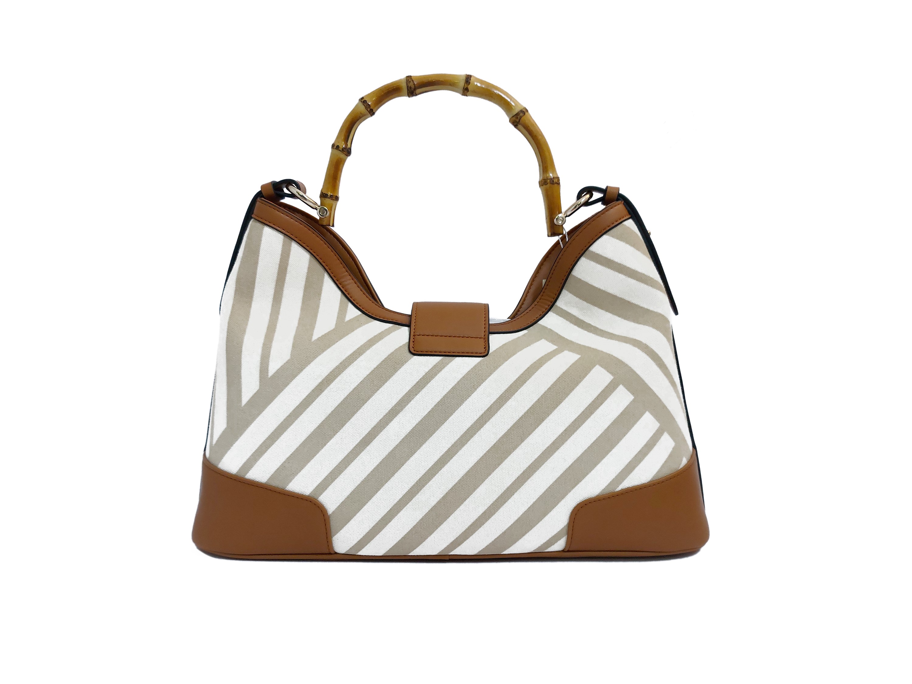 Roberta di Camerino - Borsa a spalla in tessuto e pelle beige