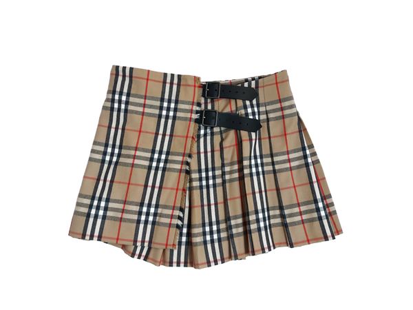 Burberry - Beige check wool mini kilt