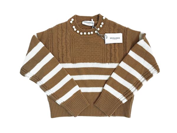 Ermanno Firenze - Maglia girocollo beige