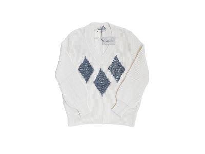Ermanno Firenze - Maglione Bianco con Scollo a V