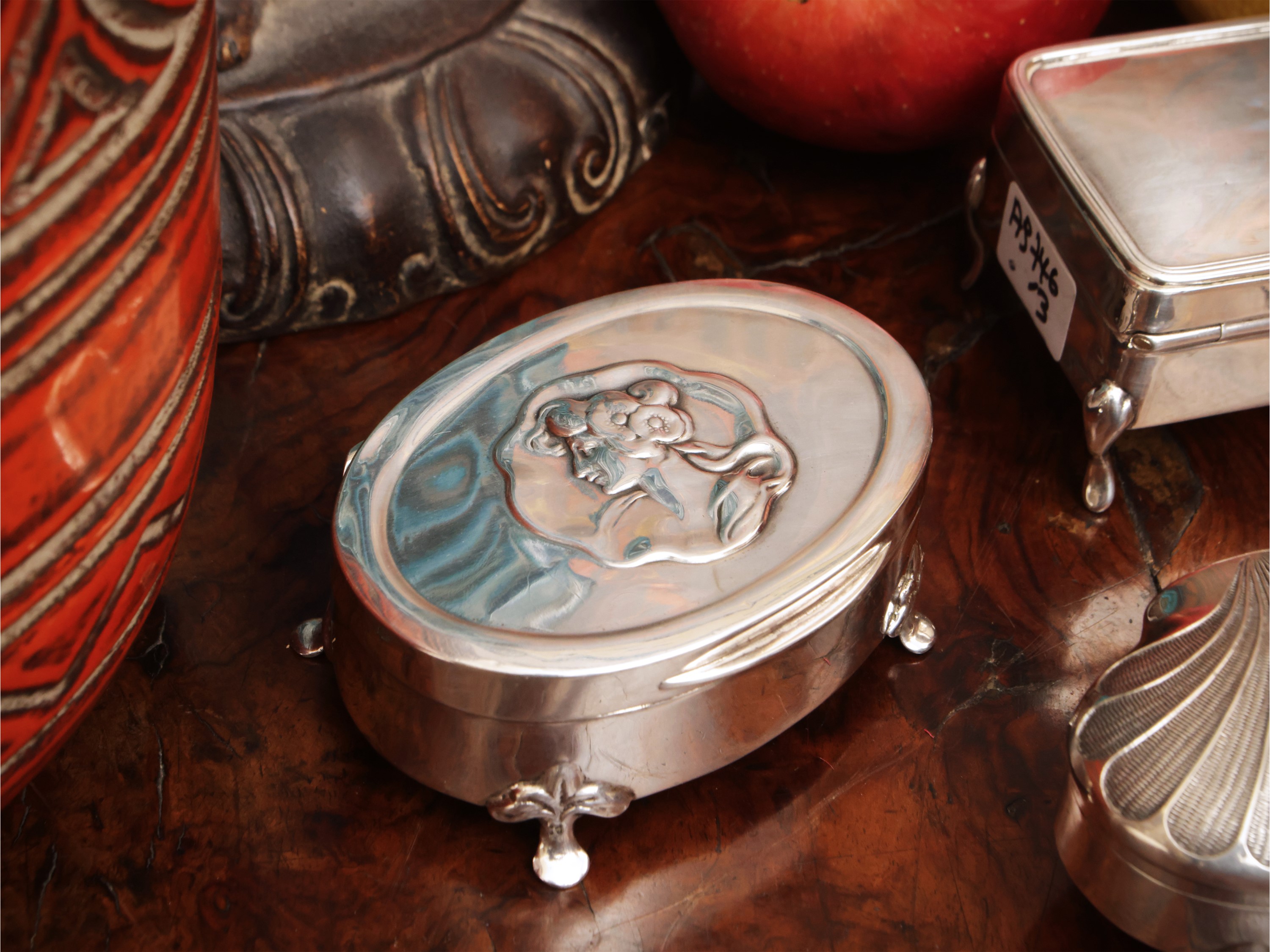 Tre piccole scatole d'epoca in argento per anelli