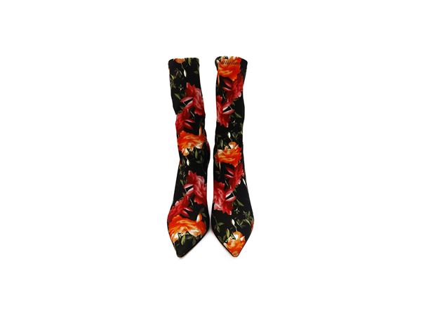 Stivaletto in tessuto elasticizzato fantasia floreale