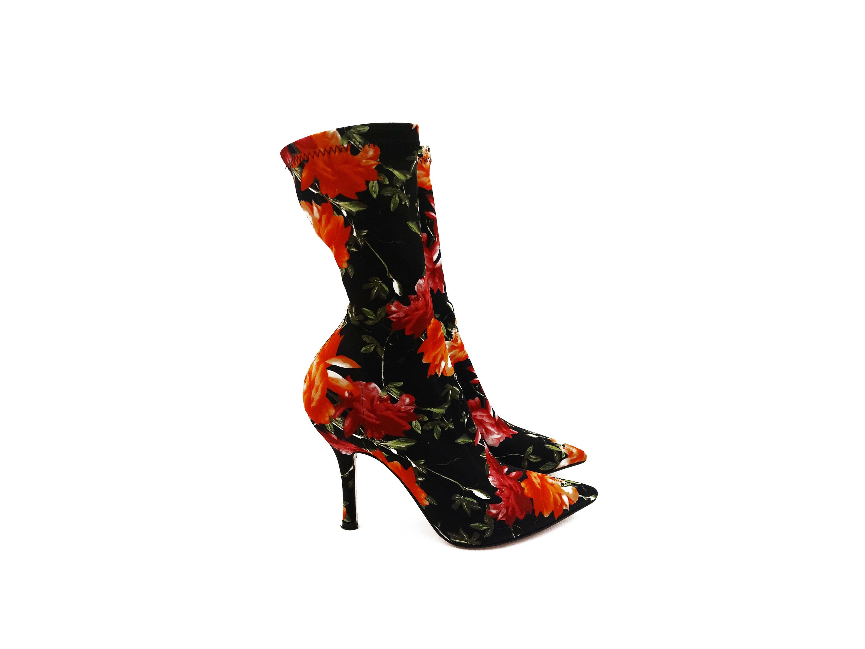Stivaletto in Tessuto Elasticizzato Fantasia Floreale