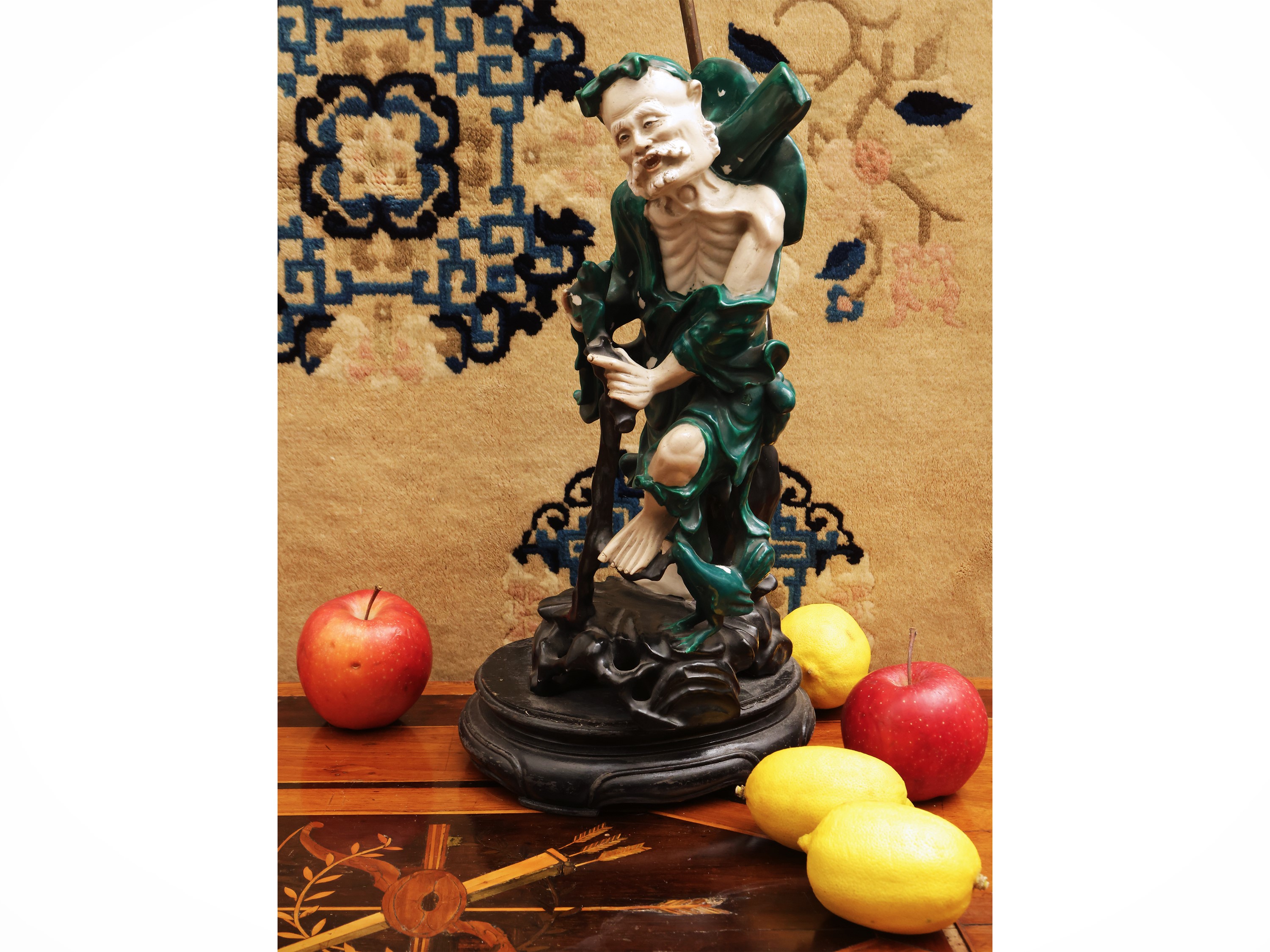 Figura in porcellana dipinta raffigurante Tieguai Li, lampada da tavolo, Cina, XX secolo