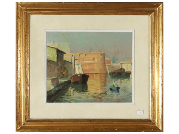 Giorgio Luxardo : Porto mediceo di Livorno  - Asta Arte Moderna e Contemporanea - Maison Bibelot - Casa d'Aste Firenze - Milano