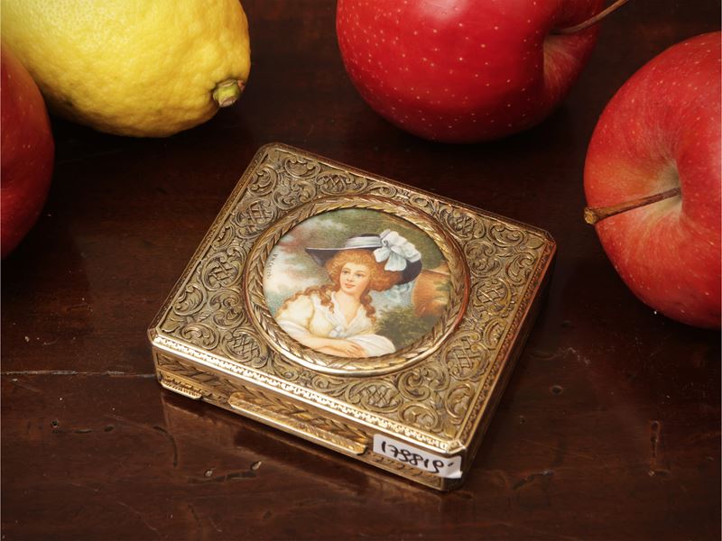 Tabacchiera da collezione in argento vermeil