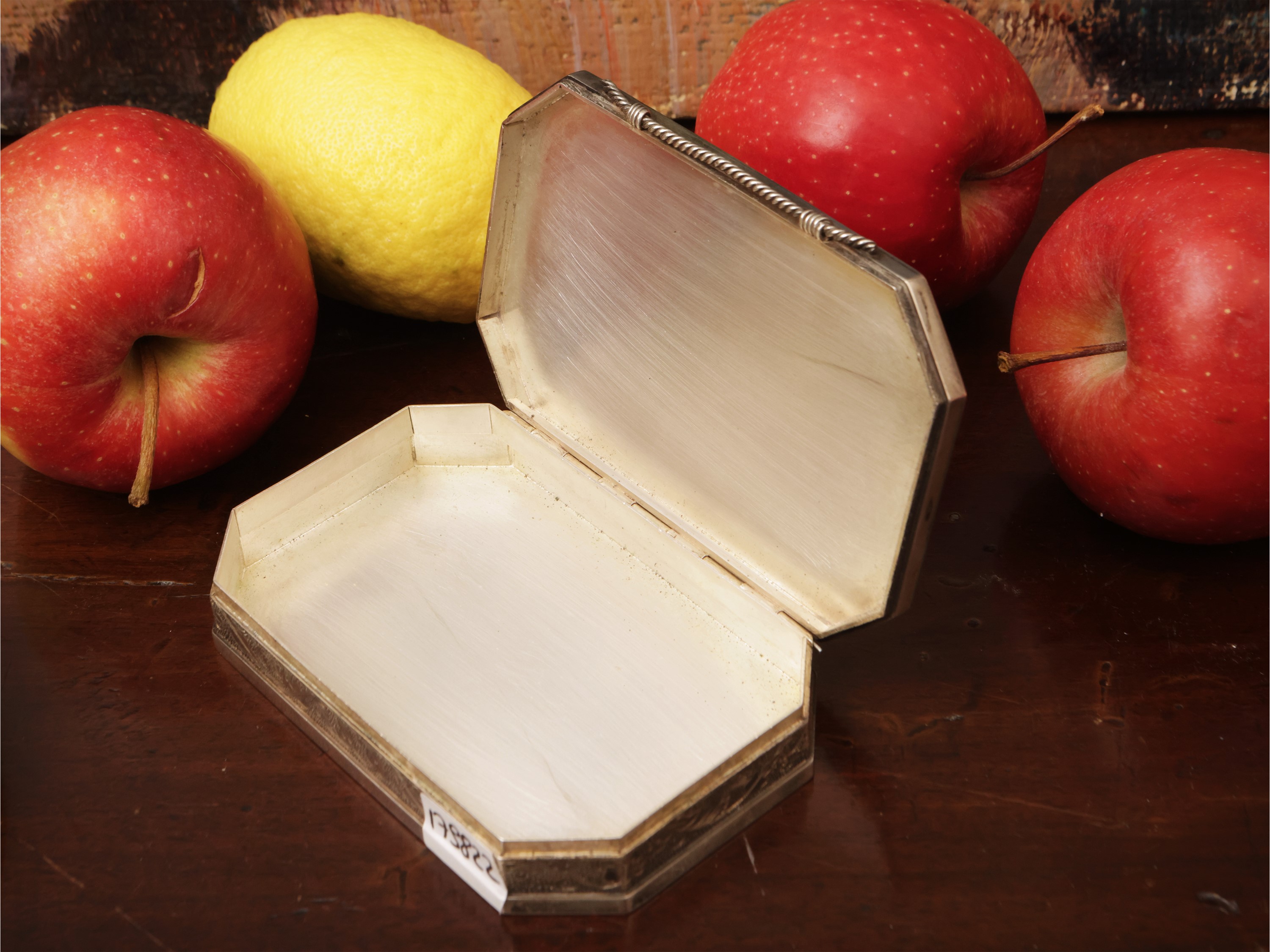 Grande tabacchiera da collezione in argento sterling 925 e smalti blu