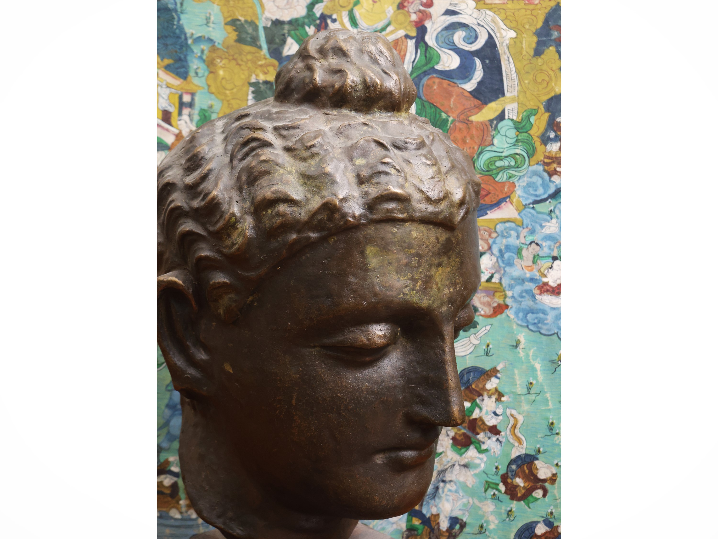 Testa in Bronzo Raffigurante Buddha