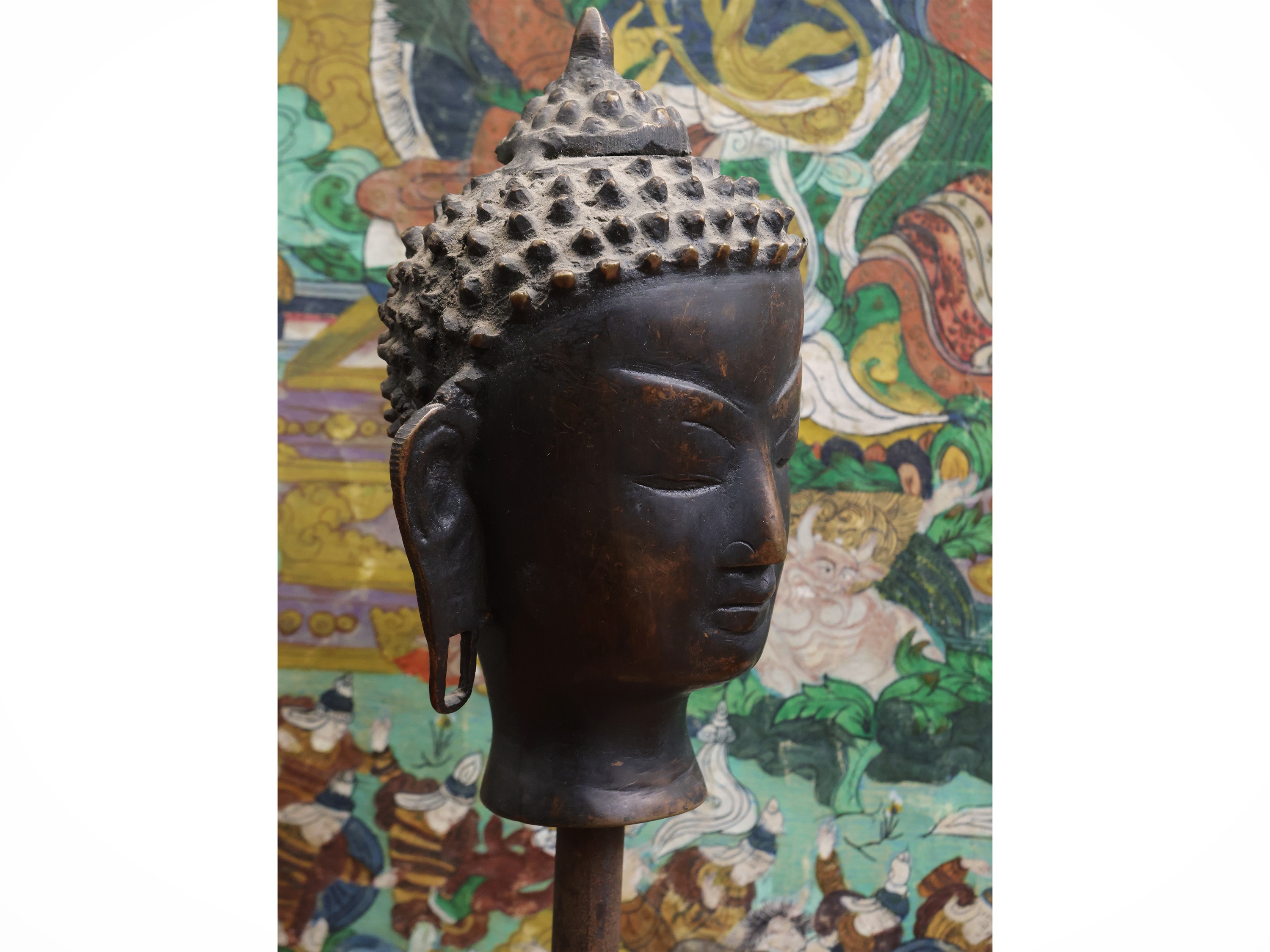 Piccola Testa di Buddha in Bronzo