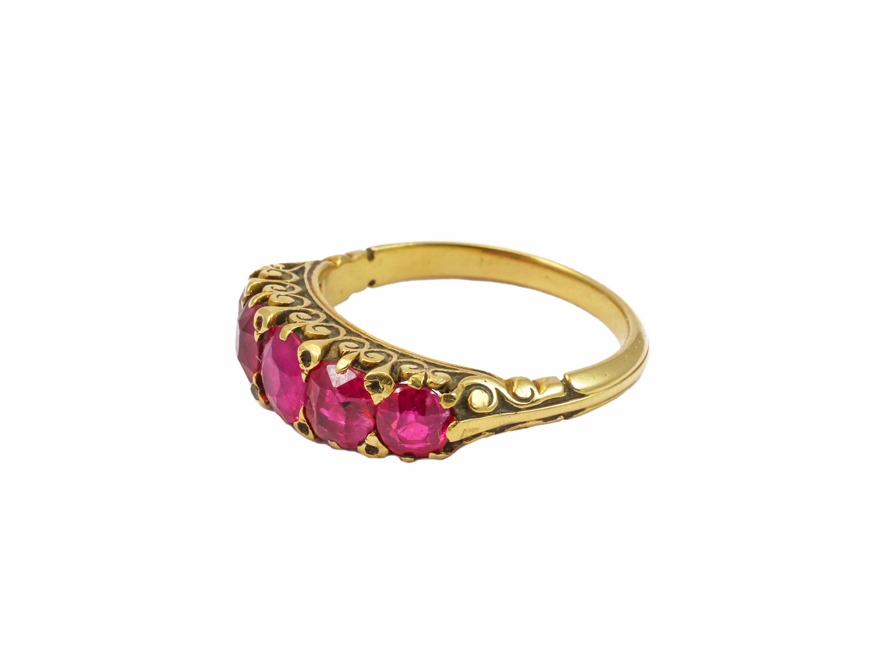 Anello Rivière in Oro Giallo con Rubini e Diamanti