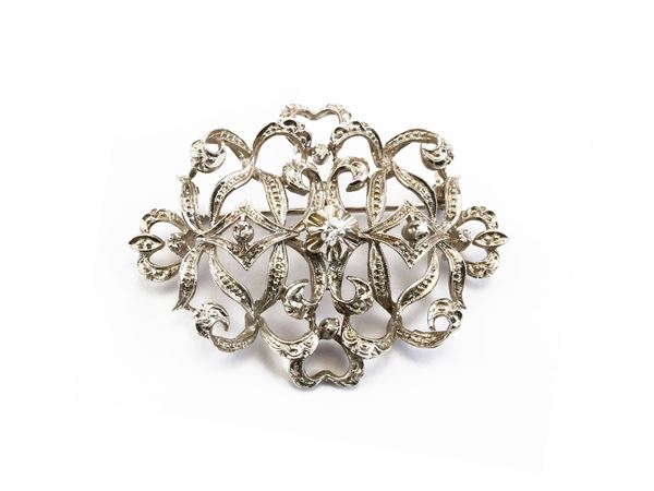 White gold brooch with diamonds  (Sixties)  - Auction Jewels and Watches - Maison Bibelot - Casa d'Aste Firenze - Milano