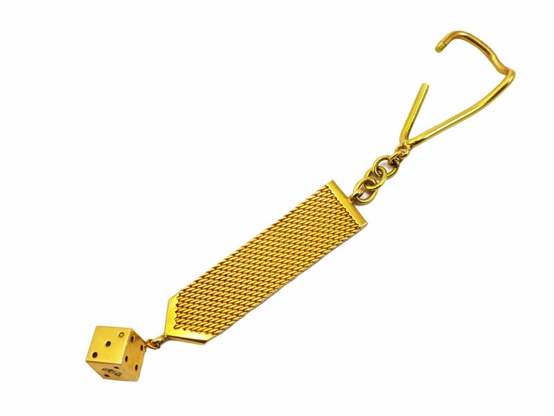 Portachiavi con dado in oro giallo 18 kt, 14,89 g