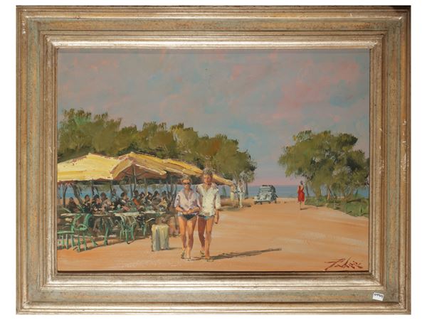 Lorenzo Palazzi : Passeggiata sull'Ardenza  - Asta Arte Moderna e Contemporanea - Maison Bibelot - Casa d'Aste Firenze - Milano