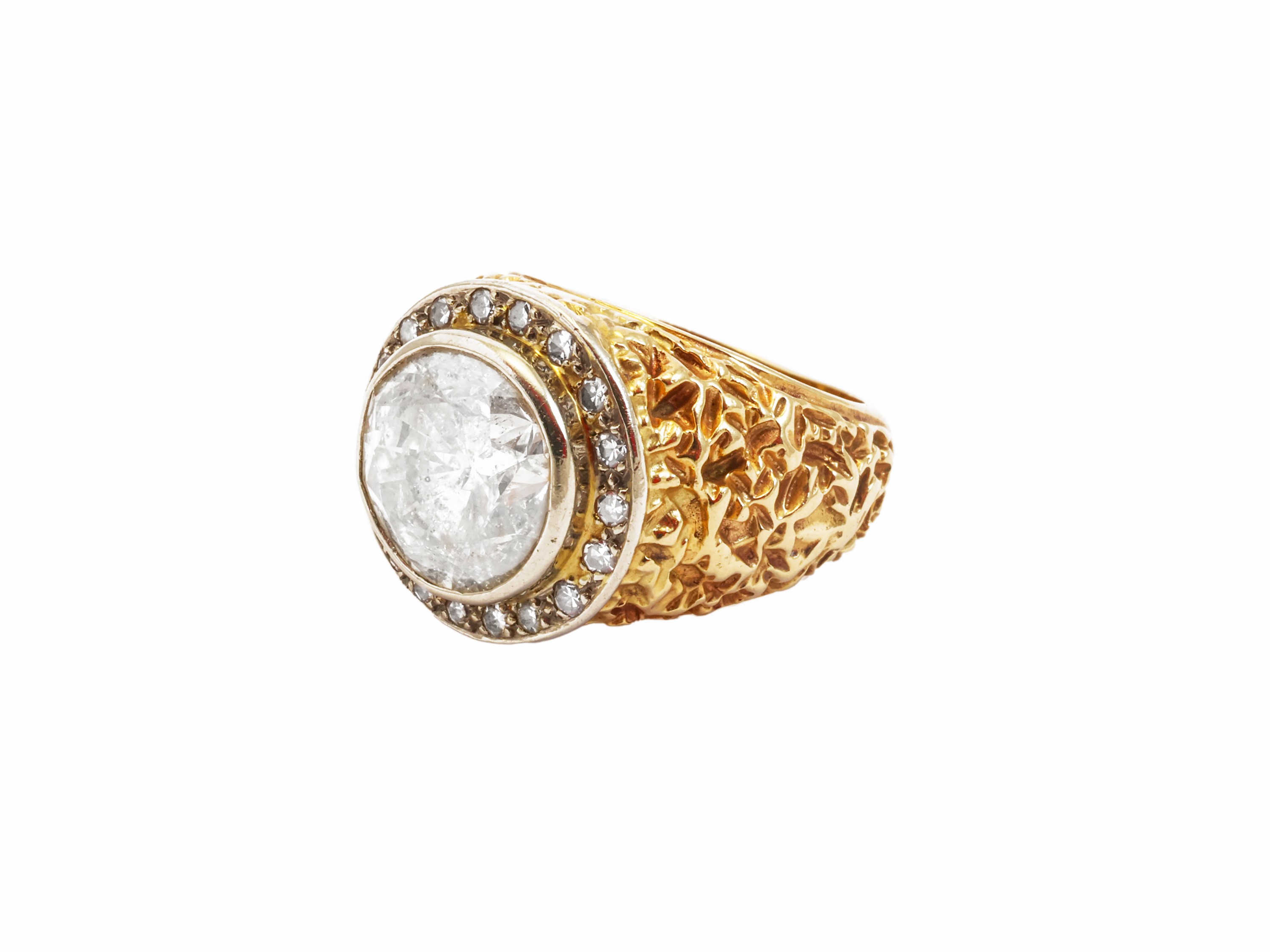 Anello Chevalier in oro bianco e giallo 14 kt con diamanti