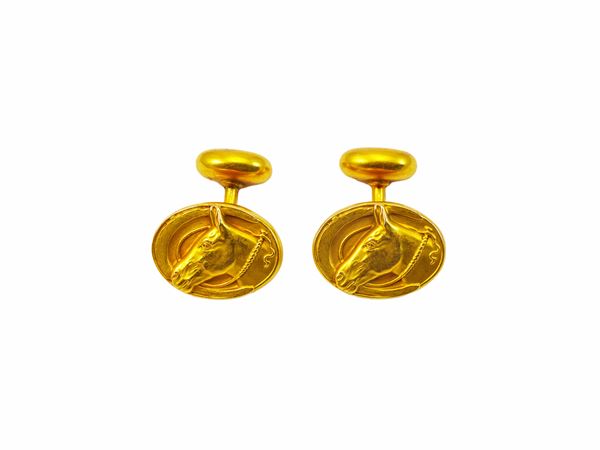 14 kt yellow gold cufflinks  - Auction Jewels and Watches - Maison Bibelot - Casa d'Aste Firenze - Milano