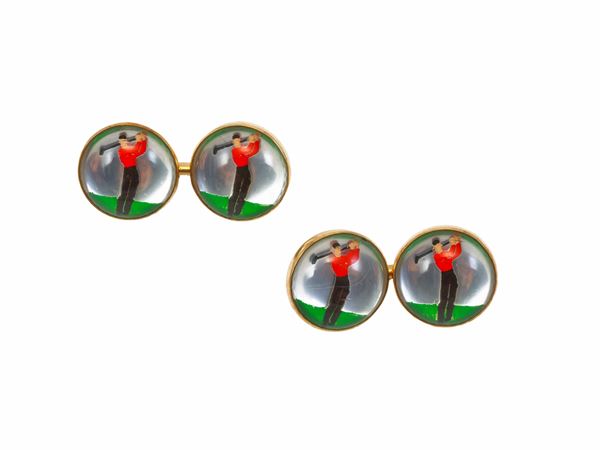14 kt yellow gold cufflinks  - Auction Jewels and Watches - Maison Bibelot - Casa d'Aste Firenze - Milano