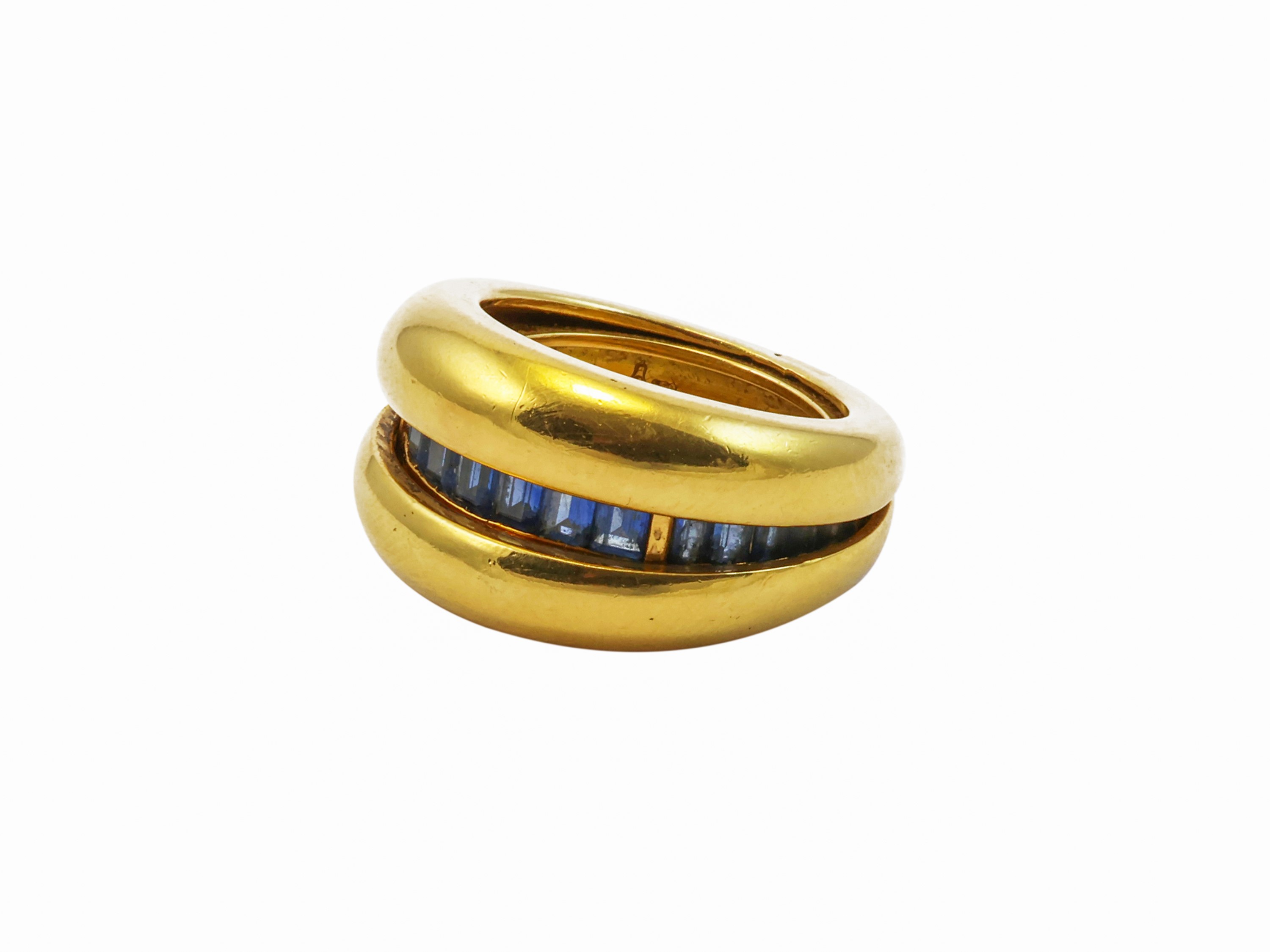 Anello Poiroy in oro giallo con zaffiri
