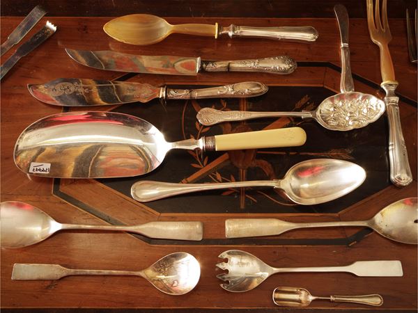 Assortment of silver and silver-plated metal cutlery