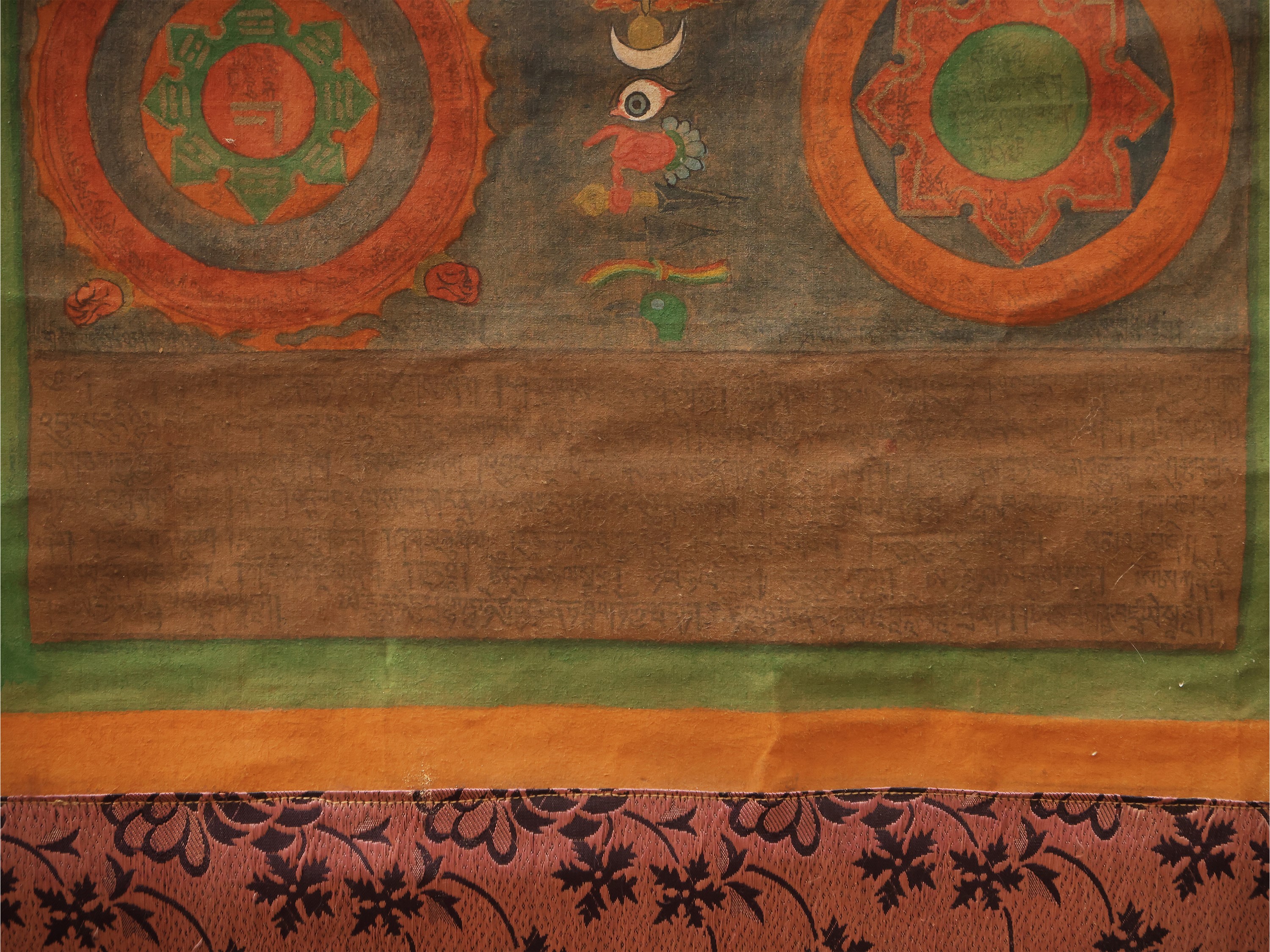 Thangka astrologico, tempera su tela, Arte Himalayana