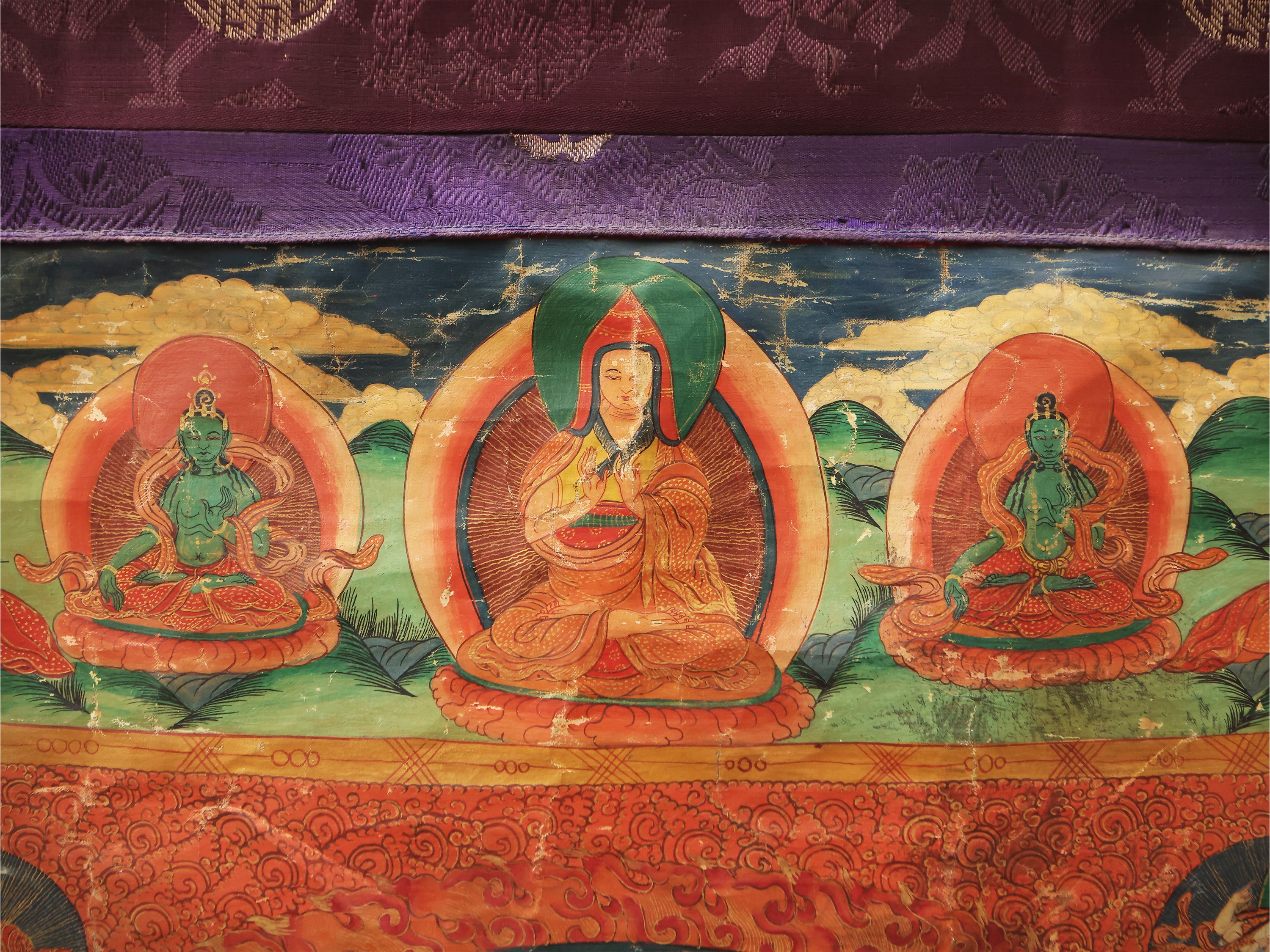 Thangka con Mandala, tempera su tela, Arte Himalayana