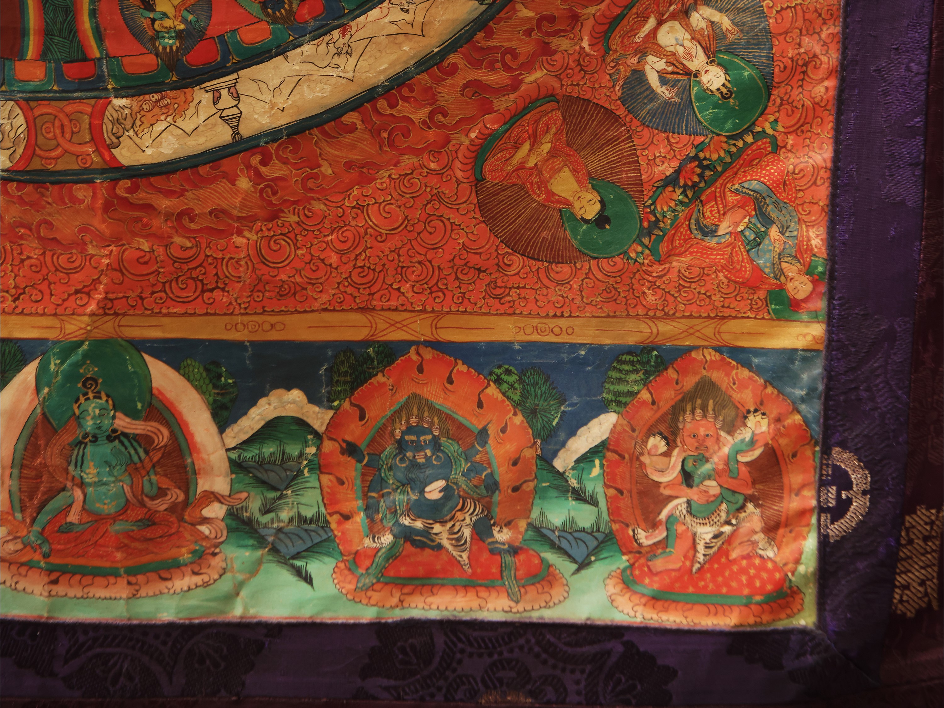 Thangka con Mandala, tempera su tela, Arte Himalayana