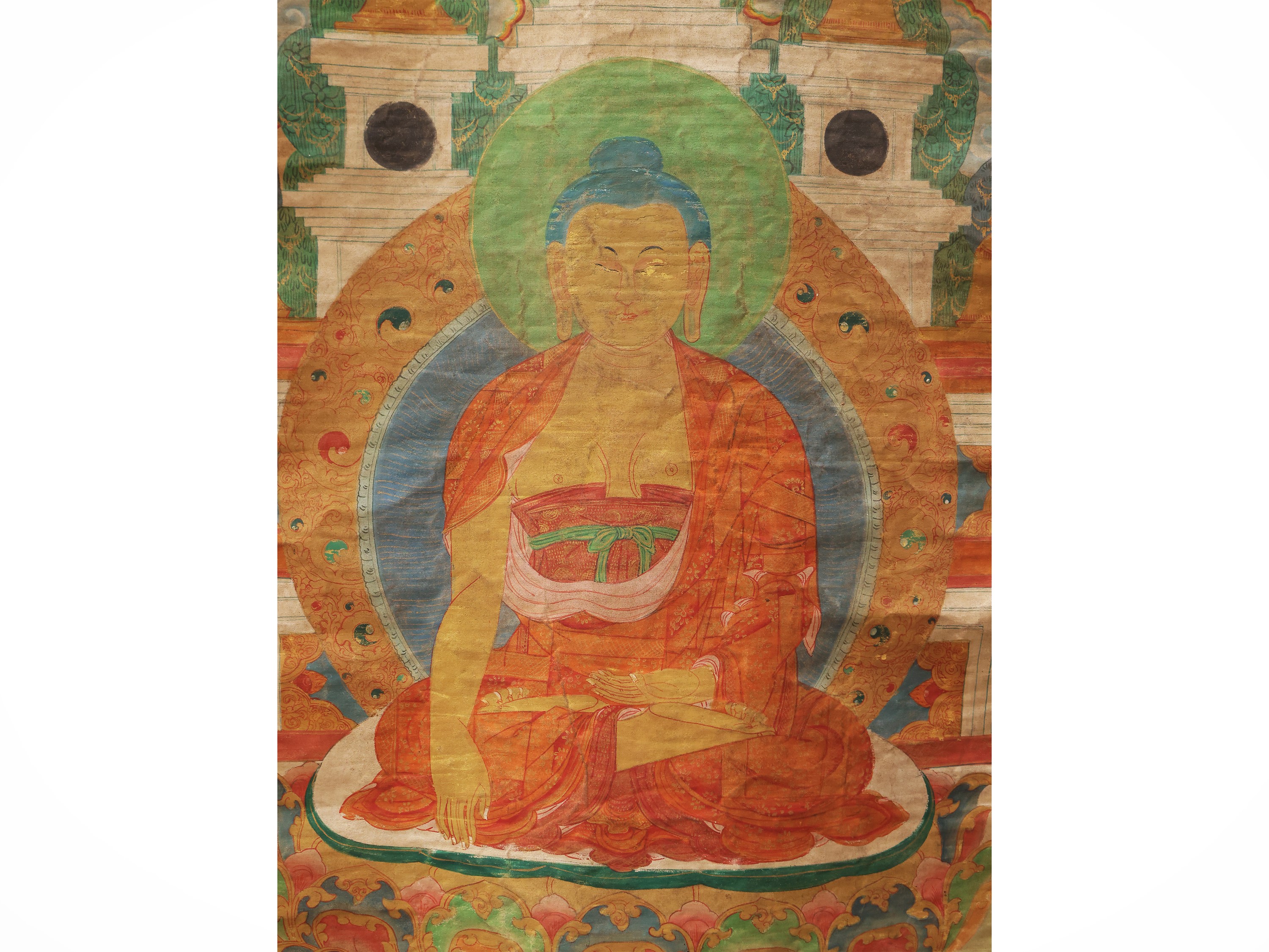 Thangka con Buddha, tempera su tela, cm 125x78, Arte Himalayana