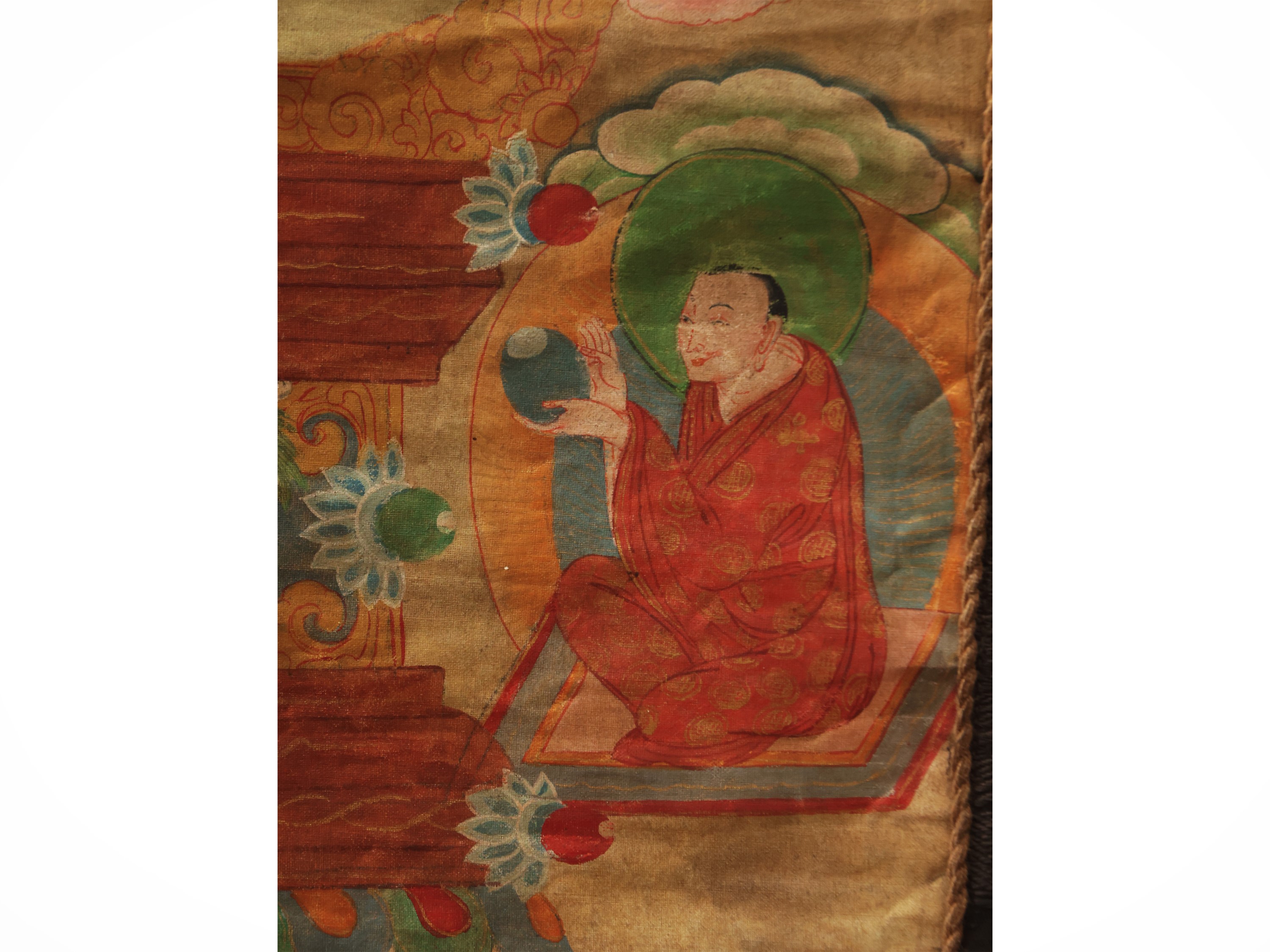 Thangka con Buddha, tempera su tela, cm 125x78, Arte Himalayana