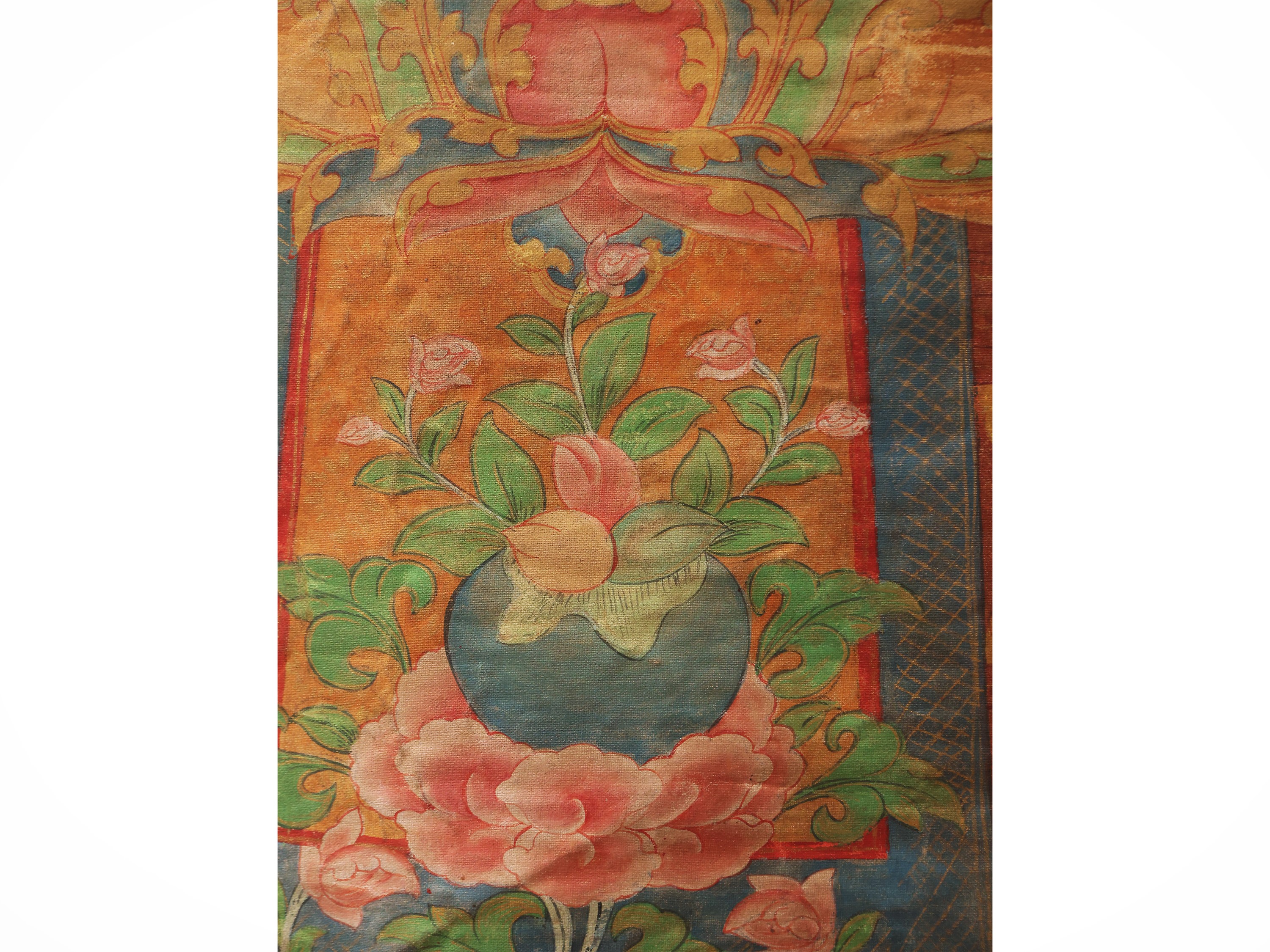 Thangka con Buddha, tempera su tela, cm 125x78, Arte Himalayana