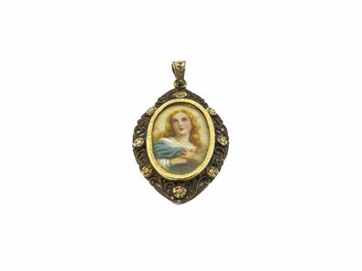 Pendente Votivo in Oro Giallo e Argento con Miniatura