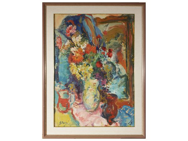 Ennio Pozzi : Vaso di fiori 1951  - Asta Luce di Toscana: Maestri del Novecento - Maison Bibelot - Casa d'Aste Firenze - Milano