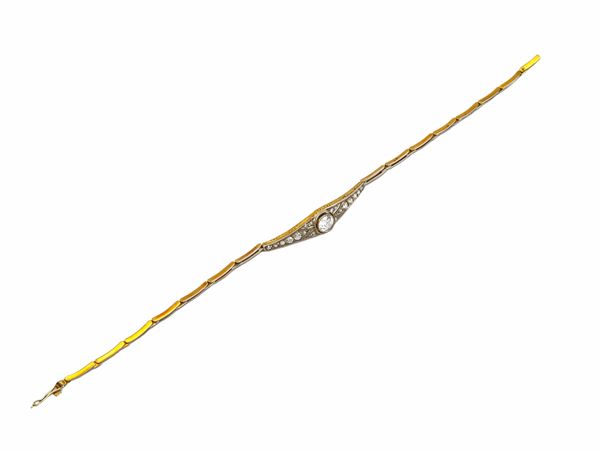 Bracciale Decò in oro giallo e platino con diamanti  (Anni Trenta)  - Asta Gioielli e Orologi - Maison Bibelot - Casa d'Aste Firenze - Milano