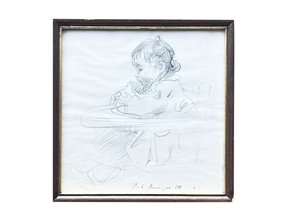 Pietro Annigoni : Ritratto di bambina 1950  - Asta Arte Moderna e Contemporanea - Maison Bibelot - Casa d'Aste Firenze - Milano