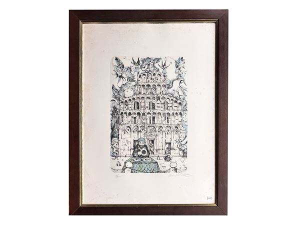Antonio Possenti : Duomo di Lucca  - Asta Opere su carta - Maison Bibelot - Casa d'Aste Firenze - Milano