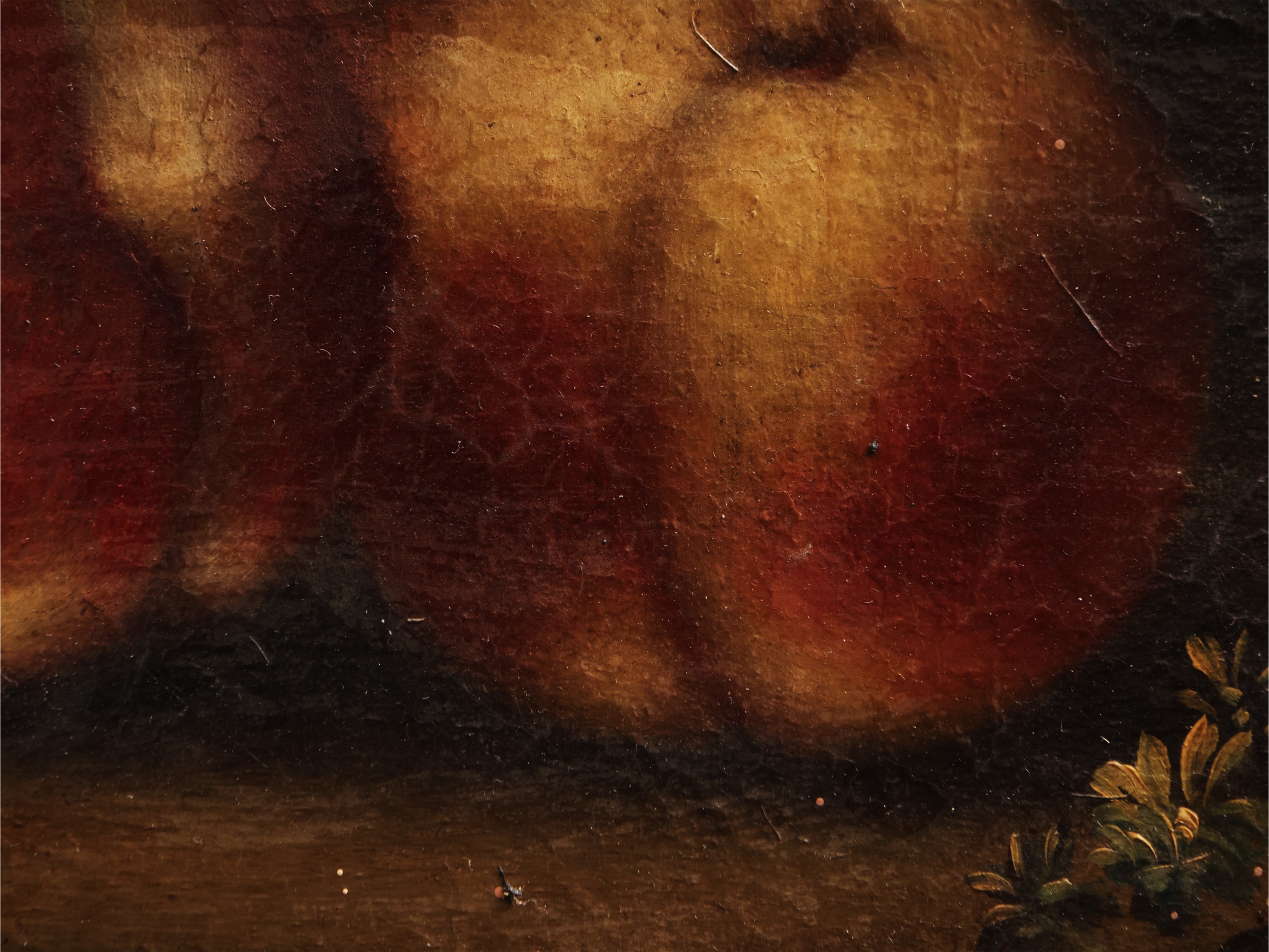 Autore ignoto, Trionfo di fiori, frutti e cardellino, olio su tela