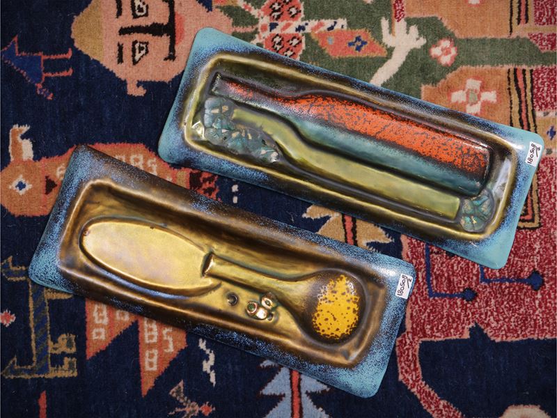 Coppia di Placche in Rame Smaltato, Studio Laurana