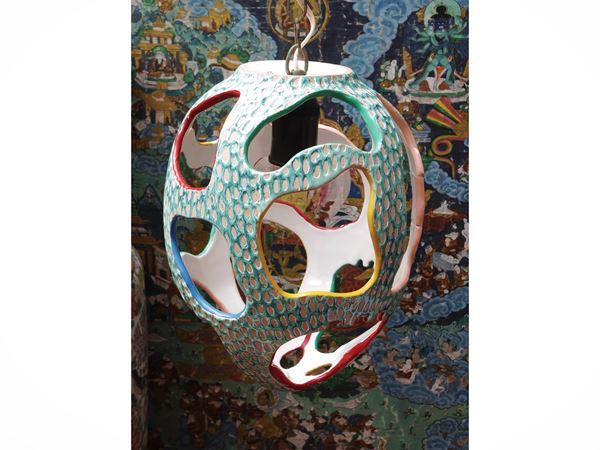 Glazed ceramic chandelier