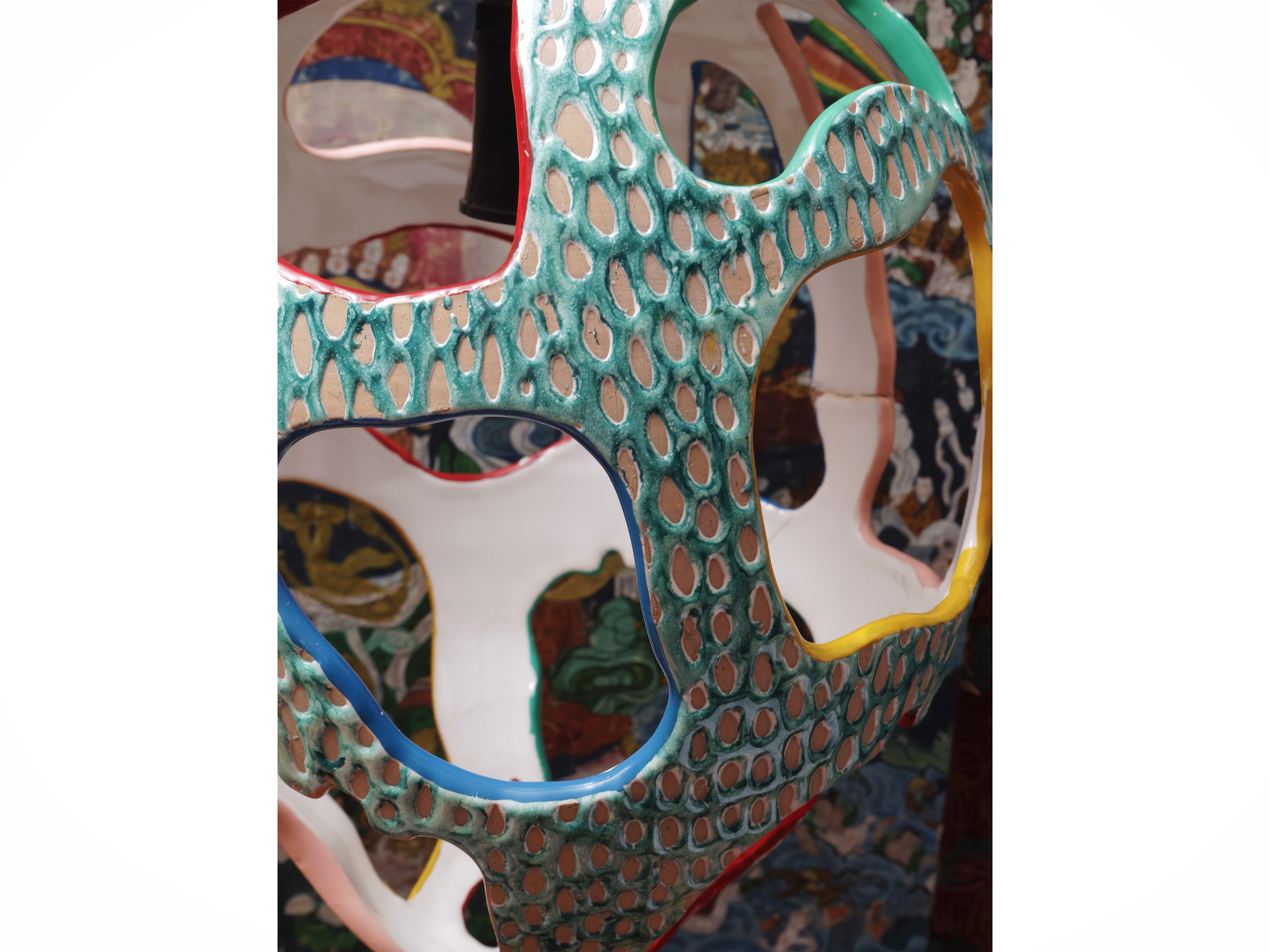 Lampadario in ceramica smaltata, anni Cinquanta, h cm 28