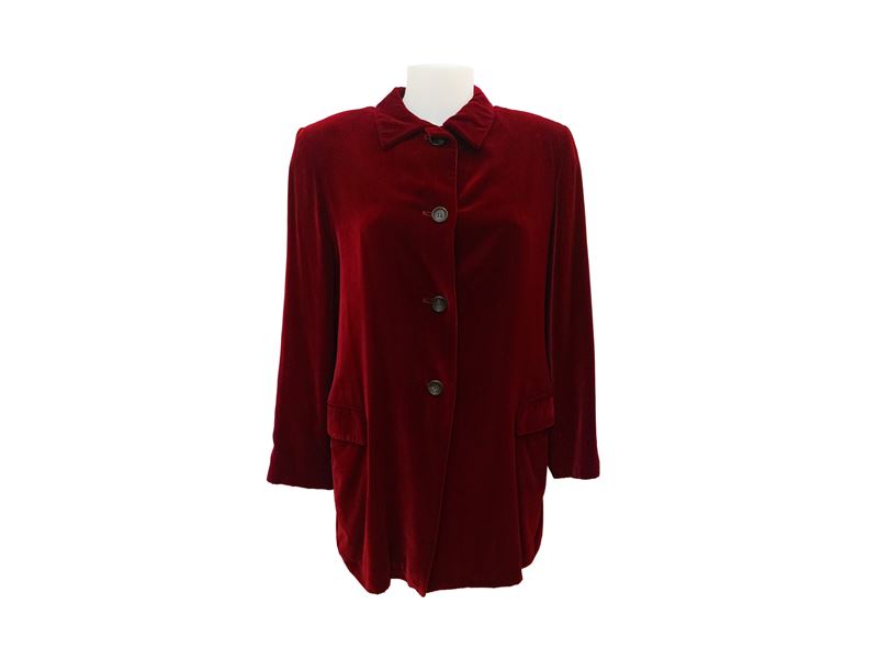 Jil Sander - Giacca-camicia in velluto liscio color rubino