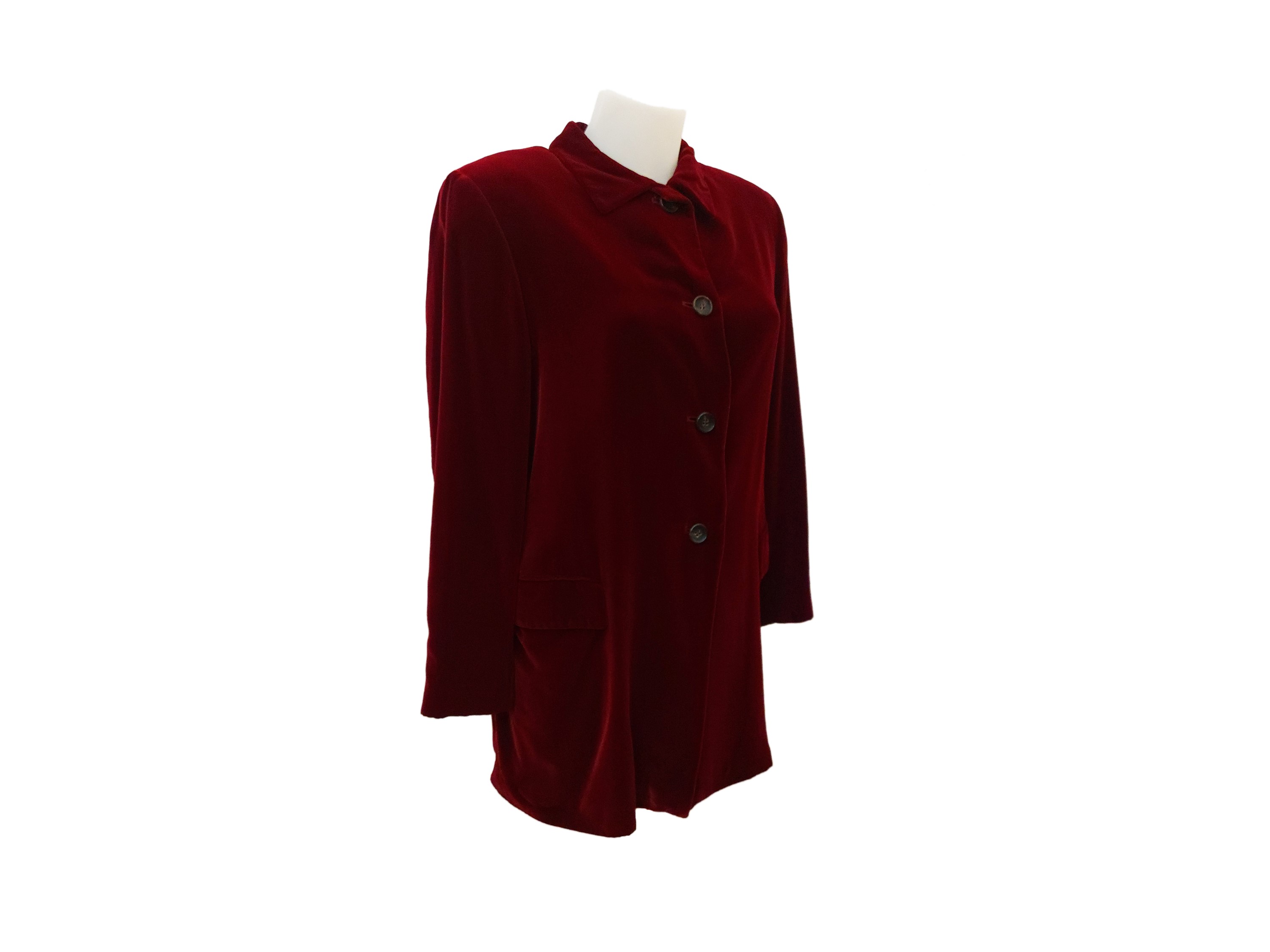 Jil Sander - Giacca-camicia in velluto liscio color rubino