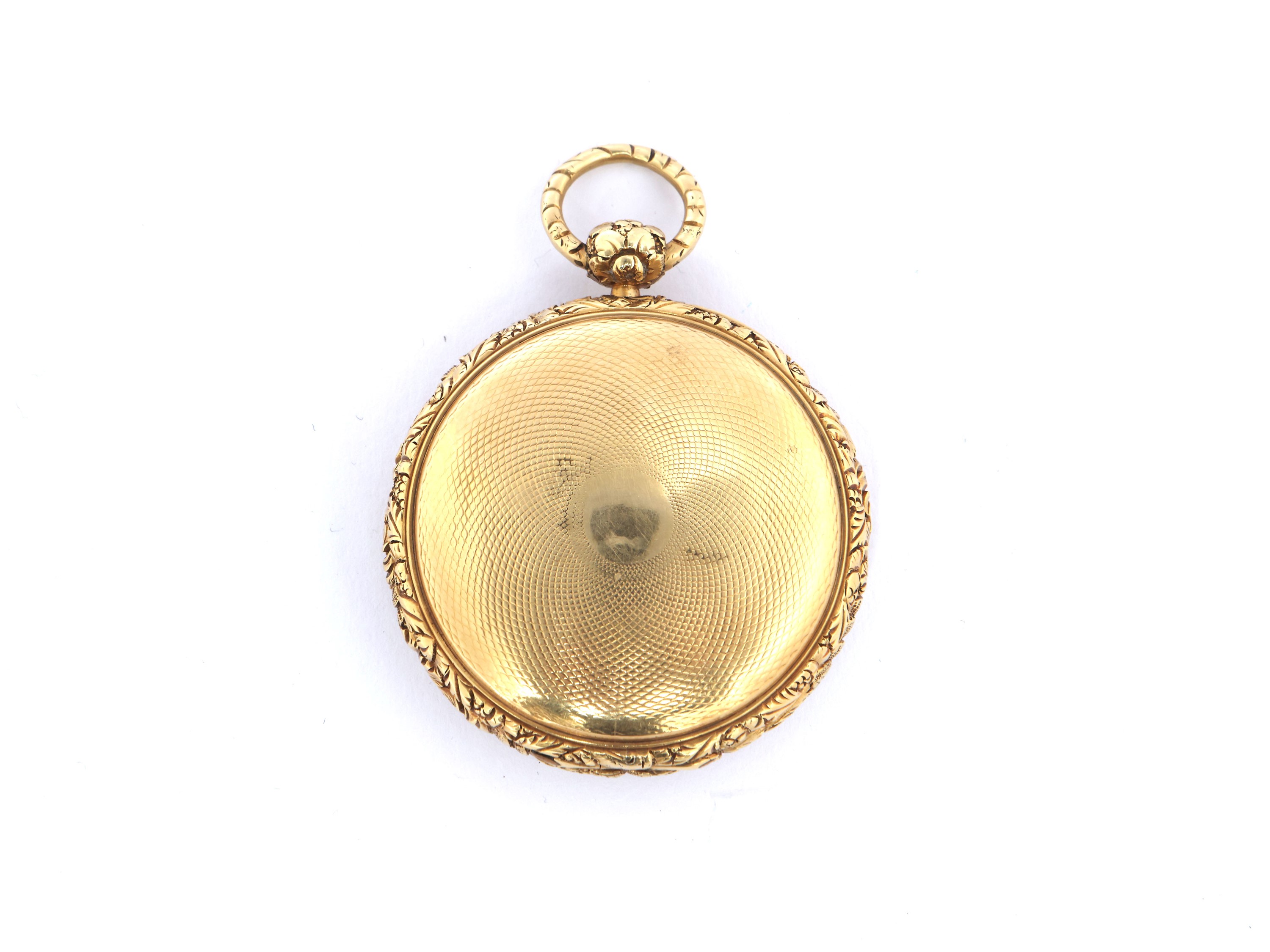 Orologio da tasca in oro giallo, Londra, 1801, movimento meccanico con cassa cesellata