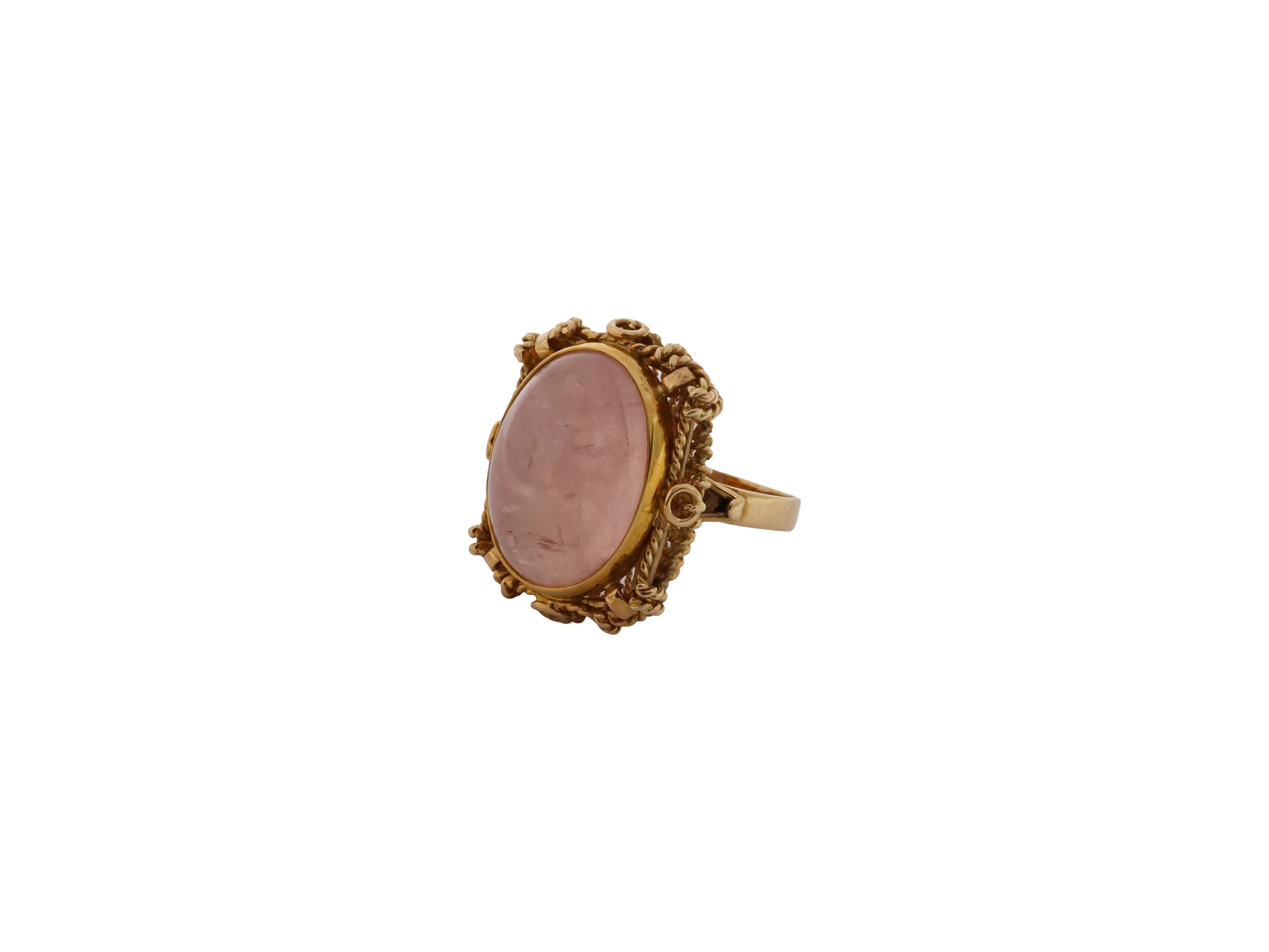 Anello in oro giallo con quarzo rosa