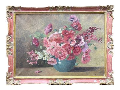 Vaso di fiori, olio su tela