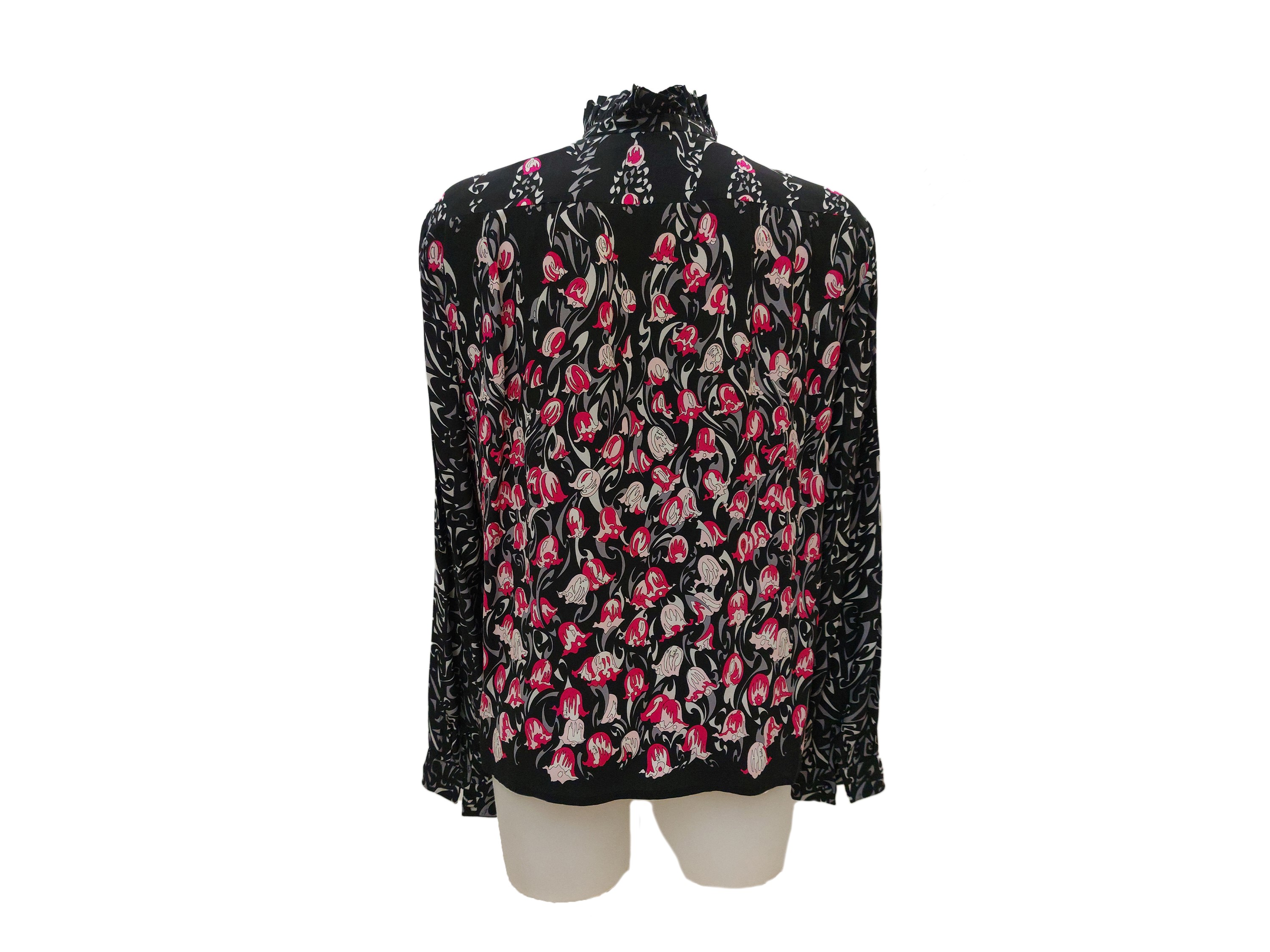 Emilio Pucci - Camicia in seta fantasia nera e fucsia